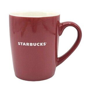 Starbucks Logo Coffee Tea Mug Red White 4" Solid Color Spell Out 2020 Round 10oz